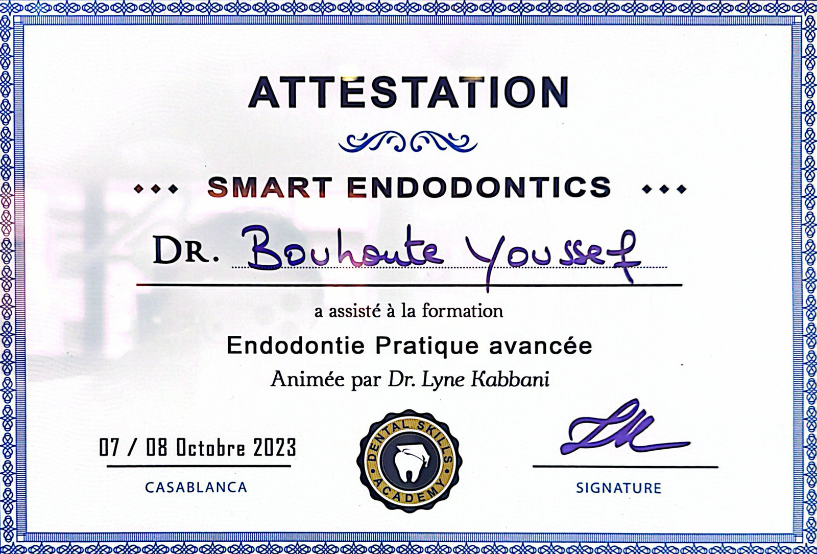 Attestation Endodontie